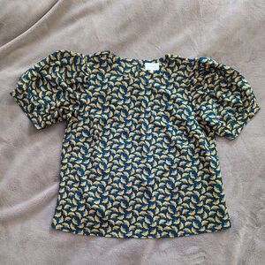 Womens Patterned Green and Yellow Top
